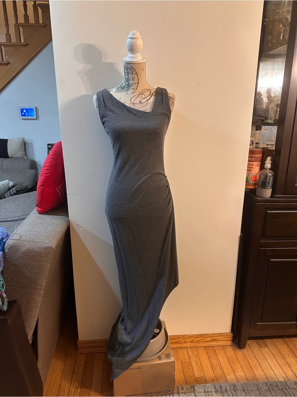 Veronica Beard Charcoal Gray Sleeveless Maxi Dress